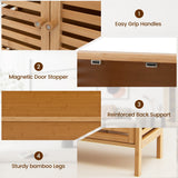 NNECW Bamboo Bathroom Storage Cabinet with Removable Shelf for Bathroom Living Room