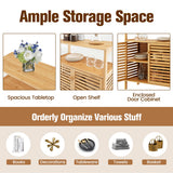 NNECW Bamboo Bathroom Storage Cabinet with Removable Shelf for Bathroom Living Room