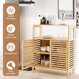 NNECW Bamboo Bathroom Storage Cabinet with Removable Shelf for Bathroom Living Room