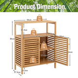 NNECW Bamboo Bathroom Storage Cabinet with Removable Shelf for Bathroom Living Room