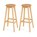 NNECW Bamboo Bar Stools Set with Footrest for Kitchen & Dining Room