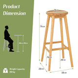 NNECW Bamboo Bar Stools Set with Footrest for Kitchen & Dining Room