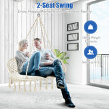 NNECW 2 Person Hammock Chair with Hanging Cotton Ropes for Living Room & Patio