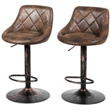 NNECW Set of 2 Height Adjustable Leather Bar Stool with Footrest