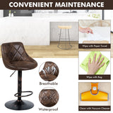 NNECW Set of 2 Height Adjustable Leather Bar Stool with Footrest
