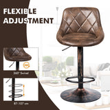 NNECW Set of 2 Height Adjustable Leather Bar Stool with Footrest