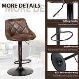 NNECW Set of 2 Height Adjustable Leather Bar Stool with Footrest