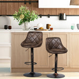 NNECW Set of 2 Height Adjustable Leather Bar Stool with Footrest