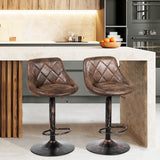 NNECW Set of 2 Height Adjustable Leather Bar Stool with Footrest