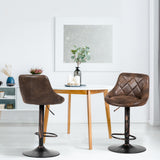 NNECW Set of 2 Height Adjustable Leather Bar Stool with Footrest