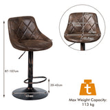 NNECW Set of 2 Height Adjustable Leather Bar Stool with Footrest