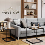 NNECW Set of 2 Square Nesting Tables with Sturdy Steel Frame for Living Room