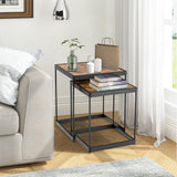 NNECW Set of 2 Square Nesting Tables with Sturdy Steel Frame for Living Room