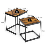 NNECW Set of 2 Square Nesting Tables with Sturdy Steel Frame for Living Room
