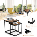 NNECW Set of 2 Square Nesting Tables with Sturdy Steel Frame for Living Room