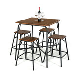 NNECW 5-piece Bar Table Set with Backless Stools for Apartment