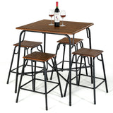 NNECW 5-piece Bar Table Set with Backless Stools for Apartment