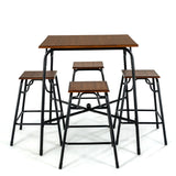 NNECW 5-piece Bar Table Set with Backless Stools for Apartment