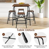 NNECW 5-piece Bar Table Set with Backless Stools for Apartment