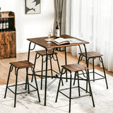 NNECW 5-piece Bar Table Set with Backless Stools for Apartment
