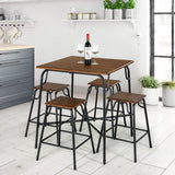 NNECW 5-piece Bar Table Set with Backless Stools for Apartment