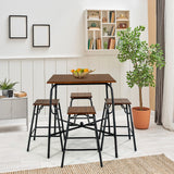 NNECW 5-piece Bar Table Set with Backless Stools for Apartment
