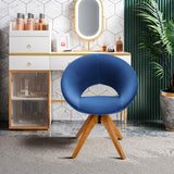 NNECW Mid Century Swivel Accent Chair with Oversized Upholstered Seat for Living Room/Office/ Bedroom-Blue