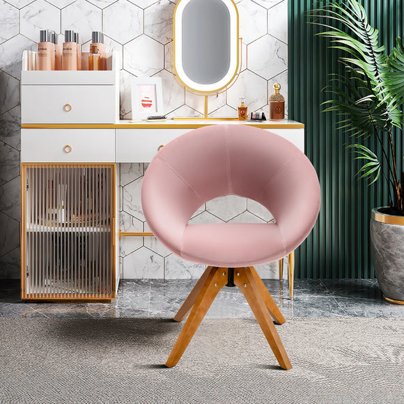 NNECW Mid Century Swivel Accent Chair with Oversized Upholstered Seat for Living Room/Office/ Bedroom-Pink