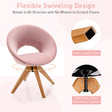 NNECW Mid Century Swivel Accent Chair with Oversized Upholstered Seat for Living Room/Office/ Bedroom-Pink