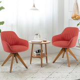 NNECW Modern Swivel Accent Chair with Linen Fabric Cover for Office & Bedroom Red