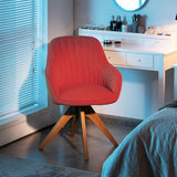 NNECW Modern Swivel Accent Chair with Linen Fabric Cover for Office & Bedroom Red