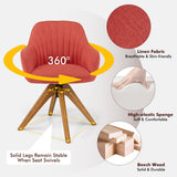 NNECW Modern Swivel Accent Chair with Linen Fabric Cover for Office & Bedroom Red