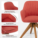 NNECW Modern Swivel Accent Chair with Linen Fabric Cover for Office & Bedroom Red
