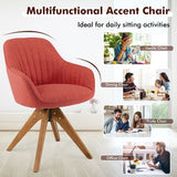 NNECW Modern Swivel Accent Chair with Linen Fabric Cover for Office & Bedroom Red
