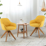 NNECW Modern Swivel Accent Chair with Linen Fabric Cover for Office & Bedroom Yellow