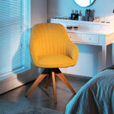NNECW Modern Swivel Accent Chair with Linen Fabric Cover for Office & Bedroom Yellow