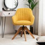 NNECW Modern Swivel Accent Chair with Linen Fabric Cover for Office & Bedroom Yellow