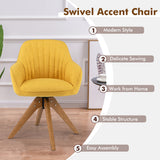 NNECW Modern Swivel Accent Chair with Linen Fabric Cover for Office & Bedroom Yellow