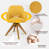 NNECW Modern Swivel Accent Chair with Linen Fabric Cover for Office & Bedroom Yellow