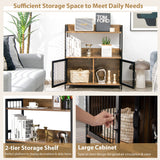 NNECW Wooden Industrial Freestanding Storage Cabinet with 2 Door Cabinets-2-Tier
