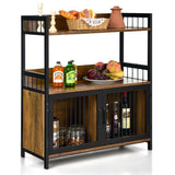 NNECW Wooden Industrial Freestanding Storage Cabinet with 2 Door Cabinets-2-Tier