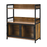 NNECW Wooden Industrial Freestanding Storage Cabinet with 2 Door Cabinets-2-Tier