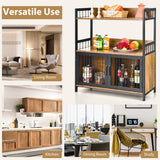 NNECW Wooden Industrial Freestanding Storage Cabinet with 2 Door Cabinets-2-Tier