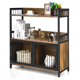 NNECW Wooden Industrial Freestanding Storage Cabinet with 2 Door Cabinets-2-Tier