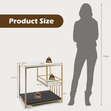 NNECW Modern 3-Tier Side Table with Storage for Living Room & Bedroom