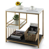 NNECW Modern 3-Tier Side Table with Storage for Living Room & Bedroom