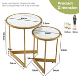 NNECW Round Nesting Table Set of 2 with Steel Frame for Living Room