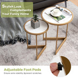NNECW Round Nesting Table Set of 2 with Steel Frame for Living Room