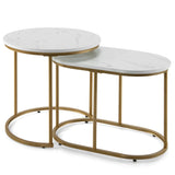 NNECW Modern Nesting Round Coffee Table Set of 2 for Living Room