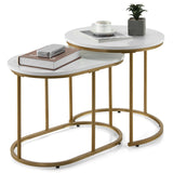 NNECW Modern Nesting Round Coffee Table Set of 2 for Living Room